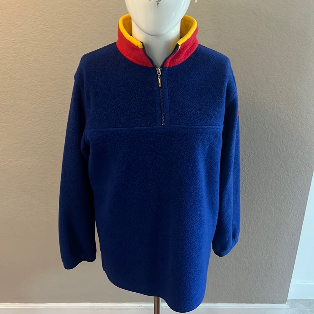 Vtg 90s Tommy Hilfiger Color Block Sweater Sz L Fleece Quarter Zip Colorblock